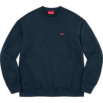 Navy Supreme Small Box Crewneck Sweatshirts | Supreme 345XF